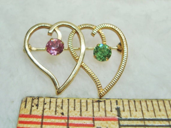 Vintage Van Dell 1/20 12K GF Double Heart Brooch,… - image 5