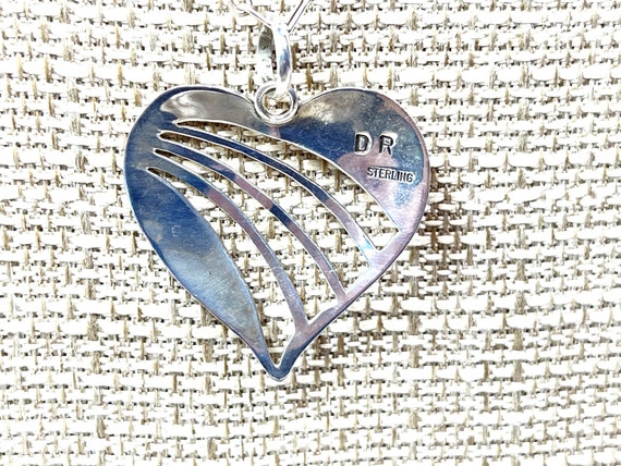 Sterling Silver Sweetheart Cut Out Heart Pendant … - image 5