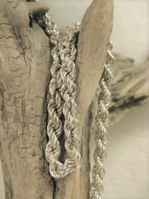 Vintage 18'' Sterling 925 Rope Necklace, Italy 92… - image 3