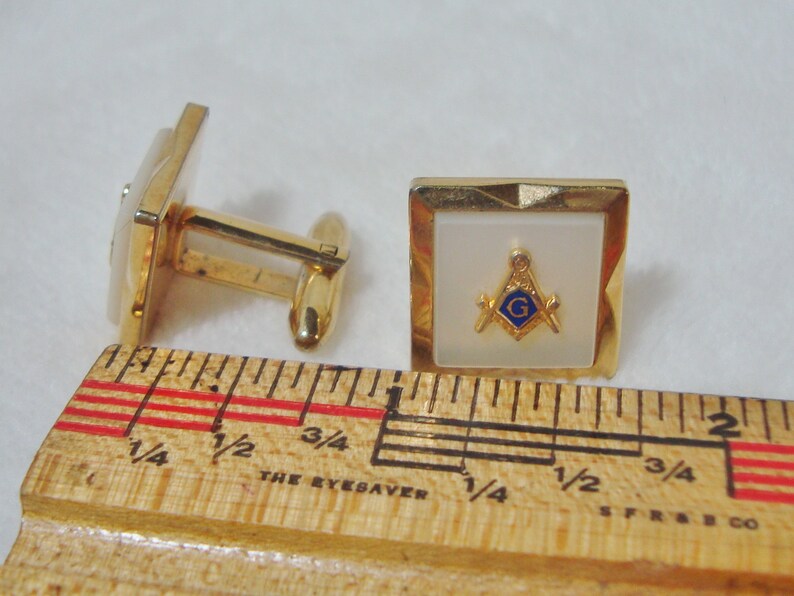Vintage Mason Mother of Pearl Cufflinks Vintage Speidel MOP Masonic Cufflinks Free Shipping B34