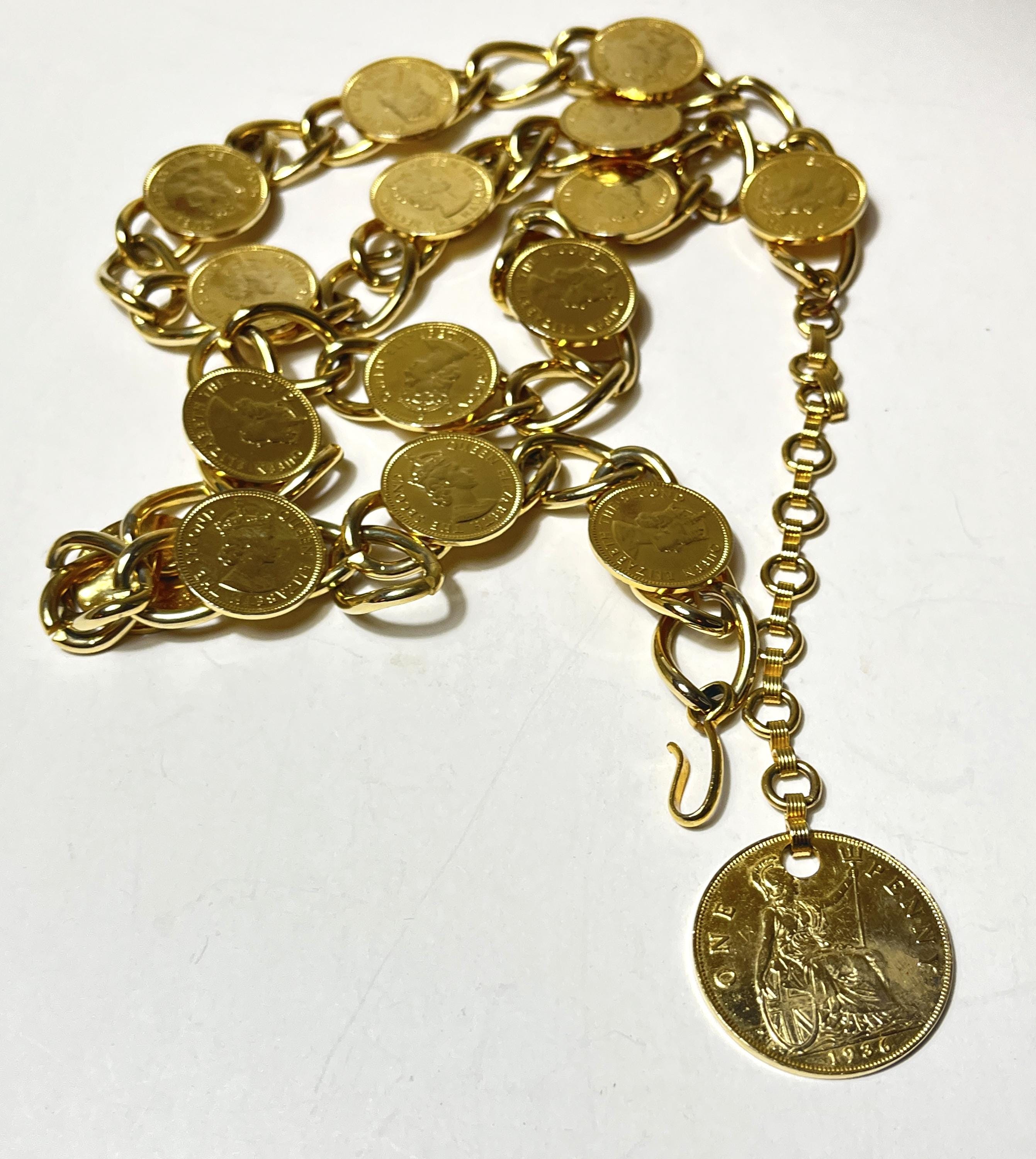 Queen Elizabeth II Gold Coin Belt Gold toned metal lightweight Queen Elizabeth II 2002  main image 4