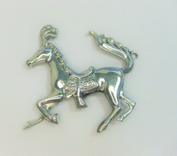 Vintage Sterling Silver Horse  Brooch by Lang, Ca… - image 1