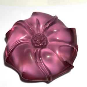 Vintage Lalique Jimson Rose Paperweight, Lalique Frosted Flower Paperweight, France Art Glass, Free Shipping, DR1