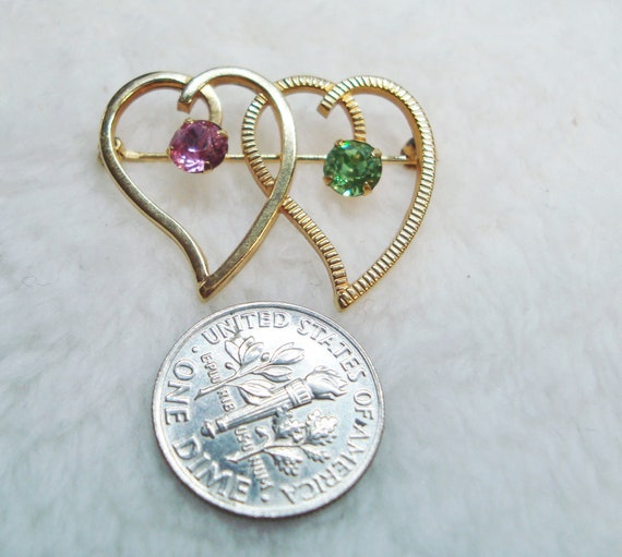 Vintage Van Dell 1/20 12K GF Double Heart Brooch,… - image 6