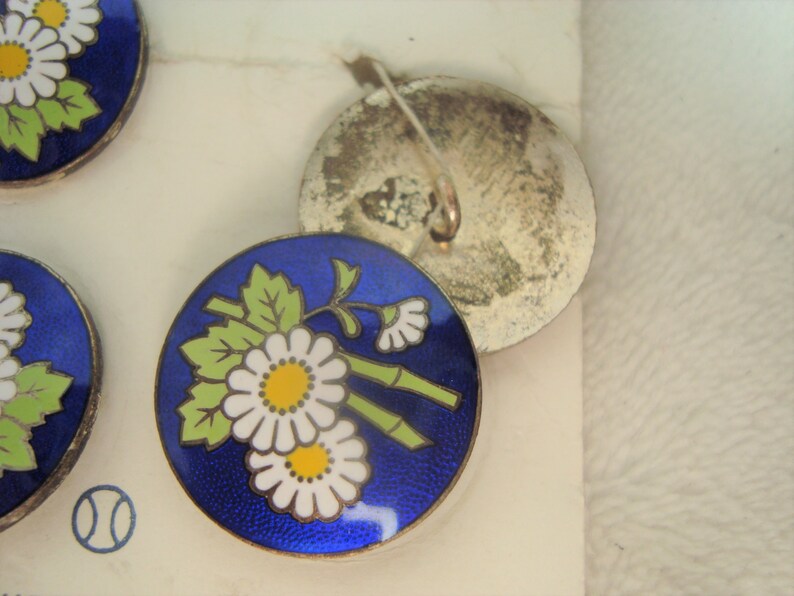 Vintage Cloisonne Buttons Made in Japan White With Red Flower - Etsy
