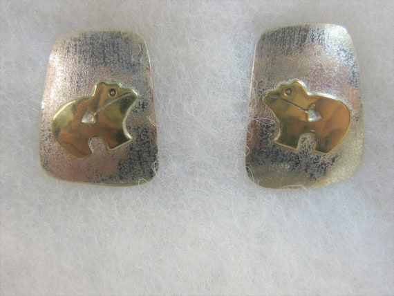 Vintage 925 Sterling Spirit Bear Earrings, 925 DF… - image 1