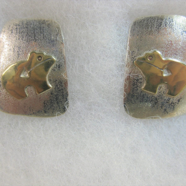 Vintage 925 Sterling Spirit Bear Earrings, 925 DF, Free Shipping, E50