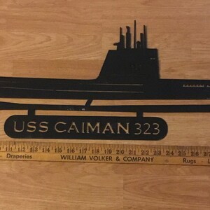 Vintage  Rare USS Caiman Navy Submarine Wall Plaque ,  Navy Submarine Cut Out,  Man Cave Decor, Free Shipping