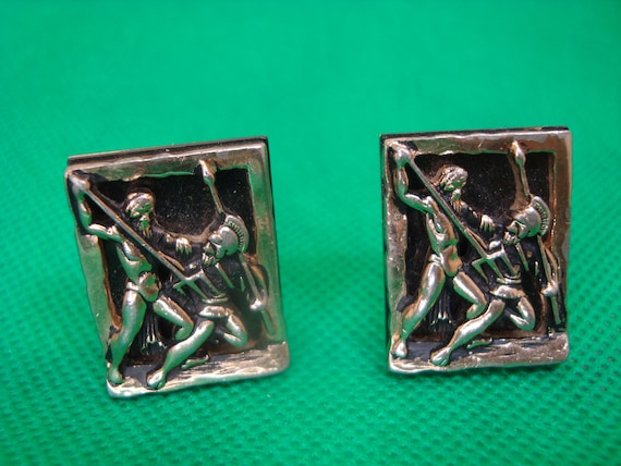 Vintage Swank  Gladiators  Cufflinks, Warrior/Cen… - image 1