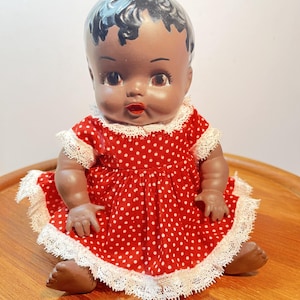 Vintage African American Jointed Porcelain Baby Doll, Free Shipping