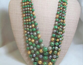 Vintage 5 Stand Bead Necklace, Japan