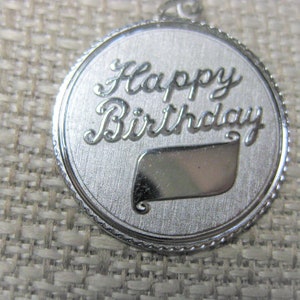 Vintage Sterling Happy Birthday Charm, 925 Silver Engravable Happy Birthday Charm, Free Shipping, G27
