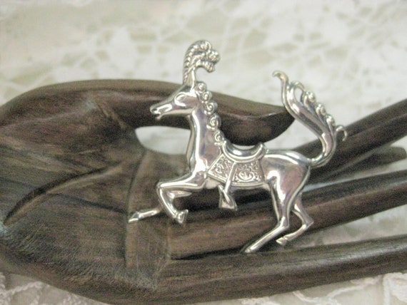 Vintage Sterling Silver Horse  Brooch by Lang, Ca… - image 2