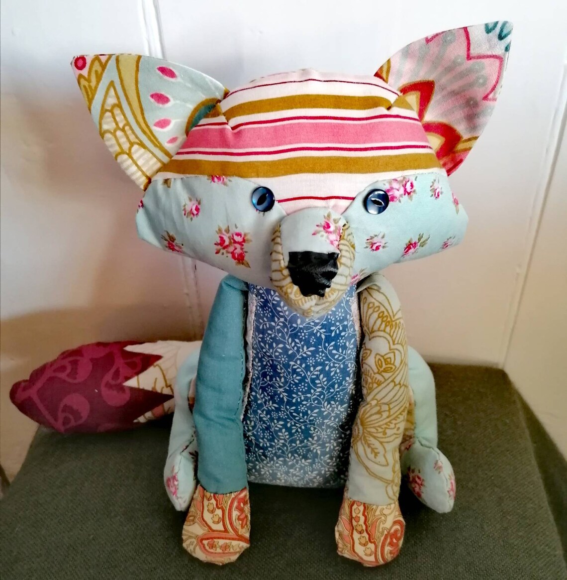 Foxy soft toy made from recycled fabric scraps Etsy