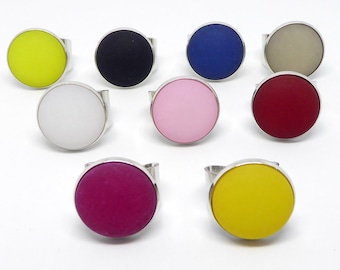 Ring, finger ring with Polaris cabochon 20 mm, many colors to choose from, matte, silver, adjustable size, gift woman girl
