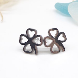 Earrings Cloverleaf, Lucky Charm, 4-leaf, Earrings Silver, Jewelry, Gift for Women and Girls, Stainless Steel