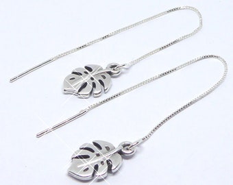 Ear chains with leaves, earrings, earrings, earrings, silver plated, leaf, jewelry, gift for women, customizable