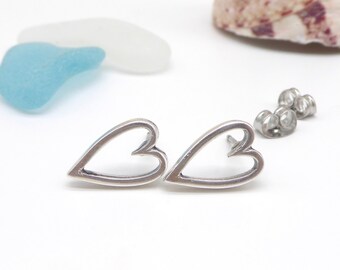 Earrings heart, earrings silver, jewelry, gift for women and girls, open hearts with titanium stud