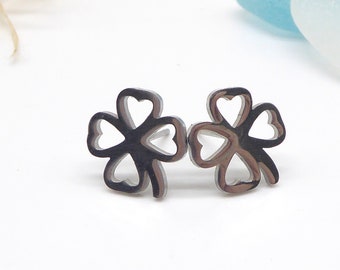 Earrings Cloverleaf, Lucky Charm, 4-leaf, Earrings Silver, Jewelry, Gift for Women and Girls, Stainless Steel