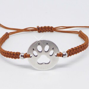 Macramé bracelet, paw, 24 colors possible, silver, bracelets braided, sliding knots, dog paw, gift woman girl image 3