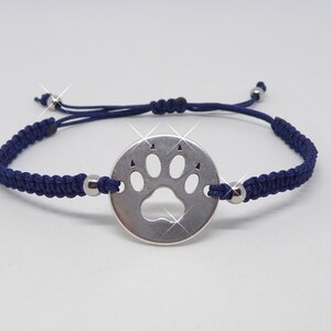 Macramé bracelet, paw, 24 colors possible, silver, bracelets braided, sliding knots, dog paw, gift woman girl image 4