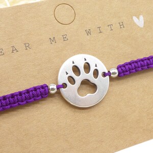 Macramé bracelet, paw, 24 colors possible, silver, bracelets braided, sliding knots, dog paw, gift woman girl image 8