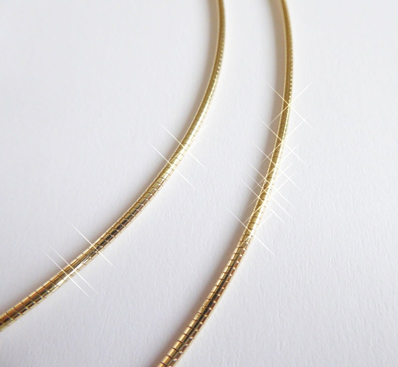 goldener Omega-Halsreif, 18 Karat vergoldet, 45 oder 50 cm, feine und edle Basis-Halskette mit Karabinerverschluss Bild 6