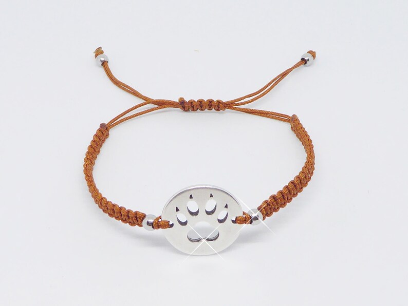 Macramé bracelet, paw, 24 colors possible, silver, bracelets braided, sliding knots, dog paw, gift woman girl image 6