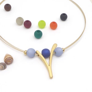 Utbytbart smyckeset Ypsilon med Polaris-pärlor, halsband, kedja, choker, utbytbart hänge med utbytbara pärlor, present till kvinnor