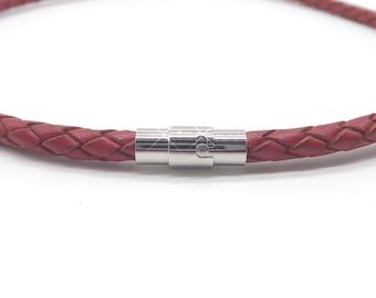 Bracelet en cuir tressé 5 mm avec baïonnette, unisexe, hommes et femmes, en cuir de couleur, cadeau, sans pendentif, comme base