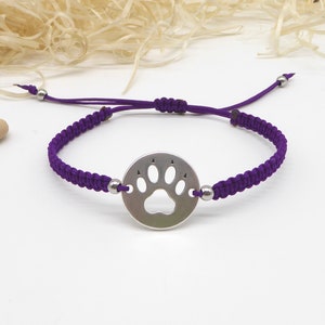 Macramé bracelet, paw, 24 colors possible, silver, bracelets braided, sliding knots, dog paw, gift woman girl image 7