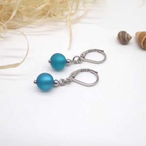 simple earrings made of 8 mm Polaris beads, many colors to choose from, accessories completely made of stainless steel