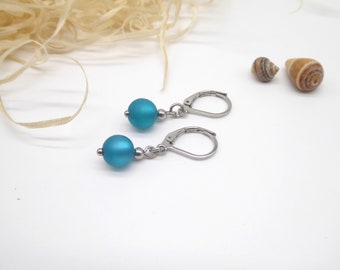 simple earrings made of 8 mm Polaris beads, many colors to choose from, accessories completely made of stainless steel