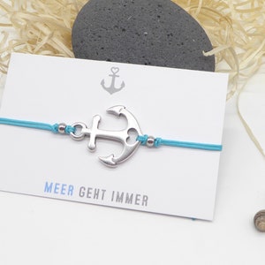 Bracciale, bracciale delicato con ancora argento, colore desiderato possibile, incl. gift card, regalo unisex, mare sempre possibile, personalizzabile