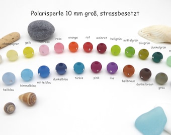 3 Großloch-Polarisperlen mit Strass 10 mm groß, matt, passend zum Wechselschmuck, viele Farben, Ergänzung