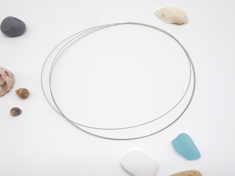 Basic necklace SILVER 3-row with plug-in closure, hoop, necklace, length selectable from 38 to 65 cm, for pendants, beads, rings, coins... image 1