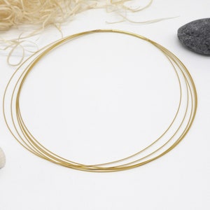Basic choker GOLD 5-row with plug closure, hoop, necklace, for pendants and beads, gold-colored, made of jewelry wire, gift for women