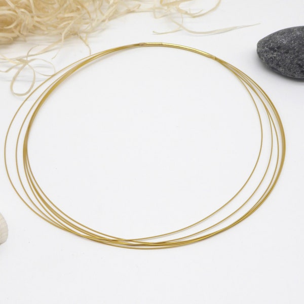 Basis-Halsreif GOLD 5-reihig mit Steckverschluss, Reif, Halskette, für Anhänger und Perlen, goldfarben, aus Schmuckdraht, Geschenk Frau