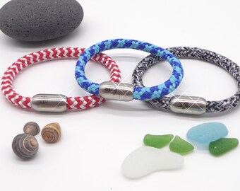 Bracelet sail rope 6 mm thick with engraved magnetic closure, color selection, many colors, bracelet sporty, customizable, gift