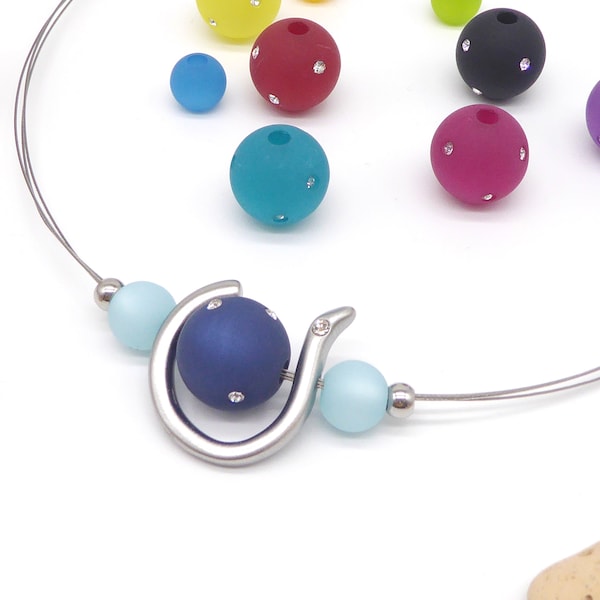 Ensemble de bijoux, collier + pendentif harpe rhodié + perles Polaris dans la couleur souhaitée, changement de bijoux, collier, collier, cadeau femme, Polaris