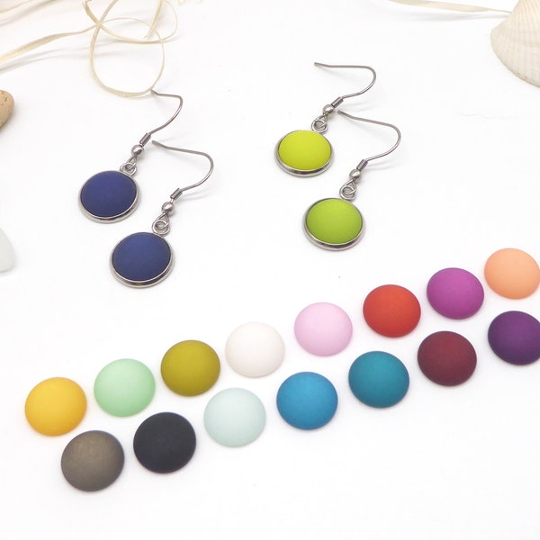 Boucles d’oreilles avec cabochon Polaris, de nombreuses couleurs au choix, accessoires entièrement en acier inoxydable