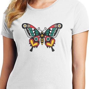 American Traditional Tattoo Butterfly T-Shirt: Vintage Flash Art Tee