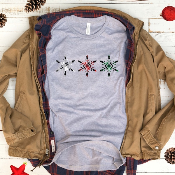 Plaid Snowflakes Christmas Holiday T Shirt, Unisex Shirt