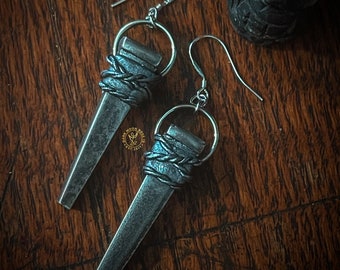 Coffin Nail Talisman Earrings | Silver | Protection