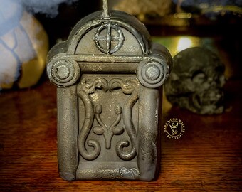 Death & Destruction SOY WAX Tombstone Spell Candle | Cemetery Dirt | DUME | Graveyard Dirt | Ritual