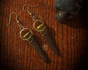 Coffin Nail Talisman Earrings | Gold | Protection
