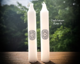 2 Pack Hekate Altar Candles | Chime Candles | Stropholos | Hekate's Wheel | Labyrinth | Ritual | Devotional | Offering | White