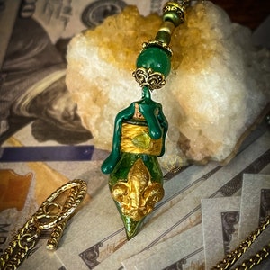 Money Drawing Witch Bottle Necklace | Prosperity | Abundance | Success | Wealth | Better Business | Amulet | Peridot Crystal