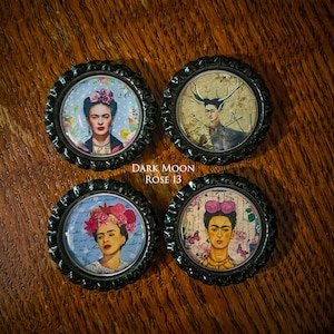 Frida Khalo | Pin Set | Magnet Set | Art | Bottle Caps | Resin Domed