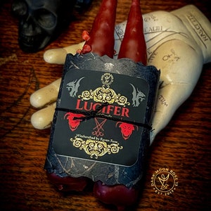 Świece rytualne Lucifer | 2 sztuki | 100% wosku pszczelego, zanurzane ręcznie